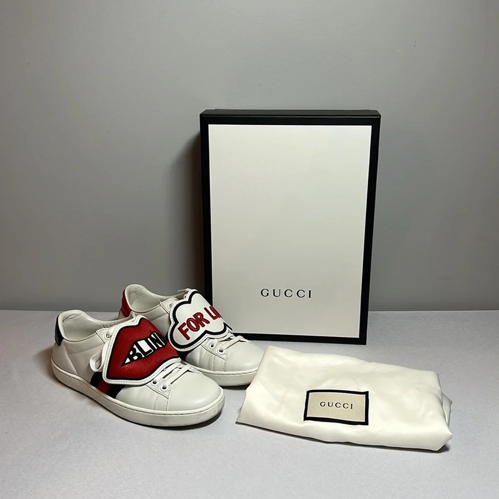 GUCCI Ace Blind for Love Sneakers Size 4.5 - Picture 2 of 15